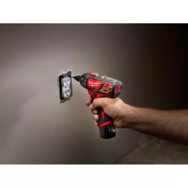 Milwaukee M12 12-Volt Lithium-Ion Cordless 1/4 in. Hex Screwdriver Kit w/Two 1.5Ah Batteries and 25 ft. STUD Tape Measure