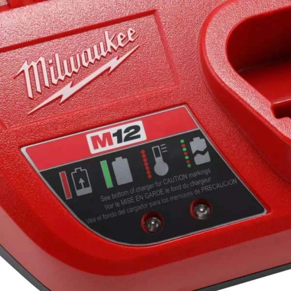 Milwaukee M12 12-Volt Lithium-Ion Cordless 1/4 in. Hex Screwdriver/LED Worklight Kit with (2) 1.5Ah Batteries,Bit Set & Bag