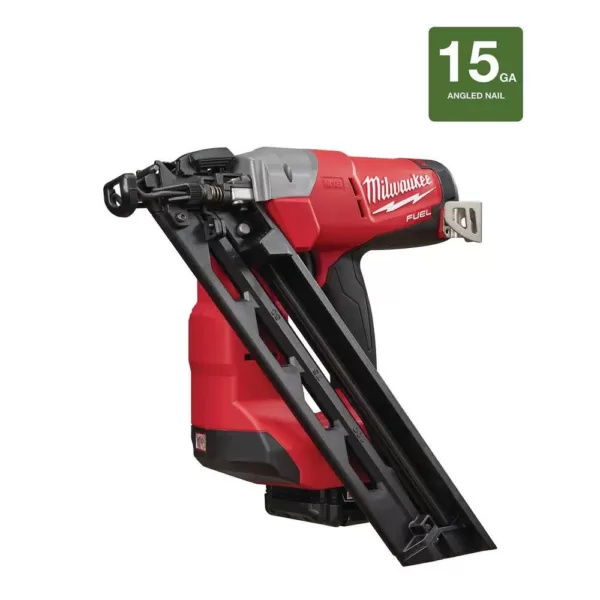 Milwaukee M18 FUEL 18-Volt Lithium-Ion Brushless Cordless 15-Gauge Angled Finish Nailer Kit W/ (1) 2.0Ah Battery, Charger & Bag