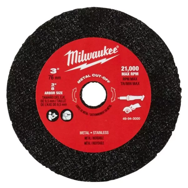 Milwaukee 3 in. Metal Cut Off Wheel (3-Pack)