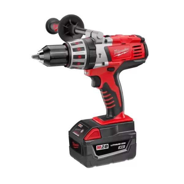 Milwaukee M28 28-Volt Lithium-Ion Cordless 1/2 in. Hammer Drill Kit with Two 3.0Ah Batteries and Charger