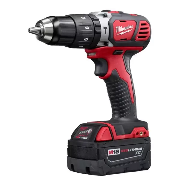 Milwaukee M18 18-Volt Lithium-Ion Cordless 1/2 in. Hammer Drill Driver Kit w/(2) 3.0Ah Batteries, Charger & Hard Case