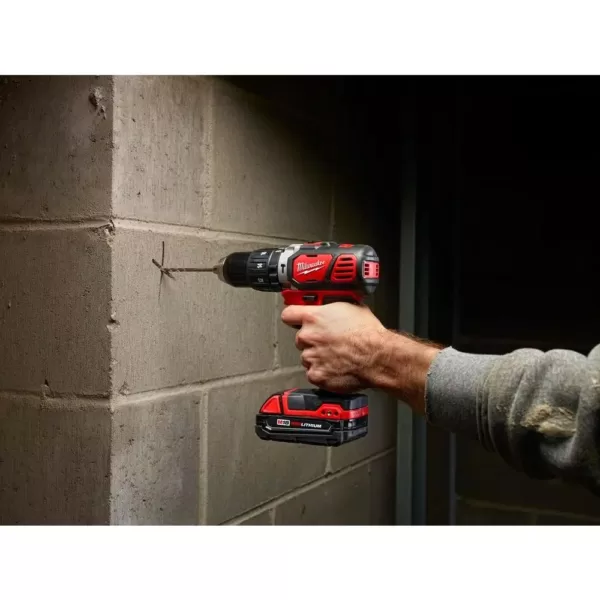 Milwaukee M18 Lithium-Ion Cordless 1/2 in. Hammer Drill Driver Kit with(2) 1.5Ah Batteries, Charger and Hard Case