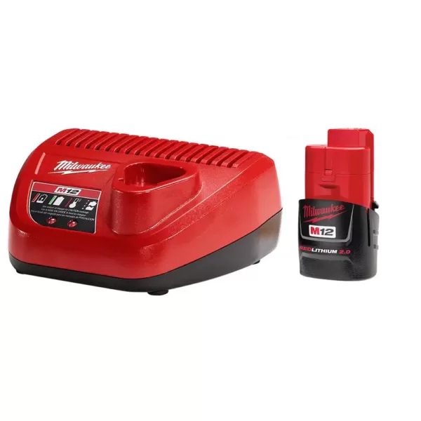 Milwaukee M12 12-Volt Lithium-Ion Cordless 1/4 in. Hex Impact and 3/8 in. Crown Stapler Combo Kit W/ (1) 2.0Ah Battery and Charger