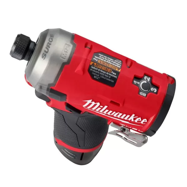 Milwaukee M12 FUEL SURGE 12-Volt Lithium-Ion Brushless Cordless 1/4 in. Hex Impact Driver Compact Kit with Free M12 Rotary Tool