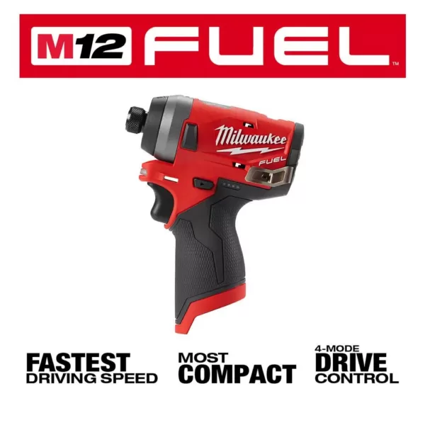 Milwaukee M12 FUEL 12-Volt Lithium-Ion Brushless Cordless 1/4 in. Hex Impact Driver (Tool-Only)