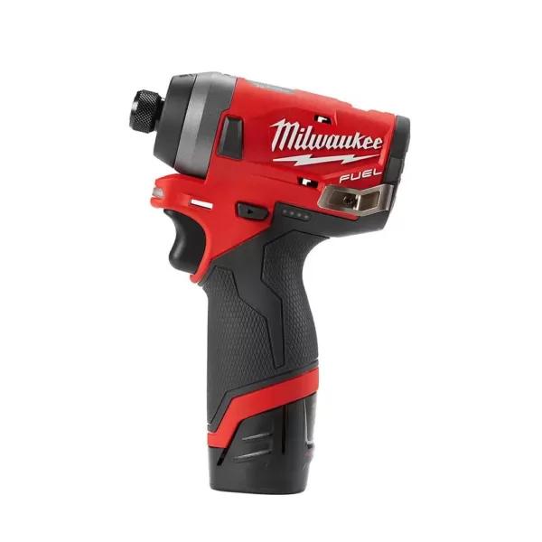 Milwaukee M12 FUEL 12-Volt Lithium-Ion Brushless Cordless 1/4 in. Hex Impact Driver Kit with Free M12 3/8 in. Ratchet