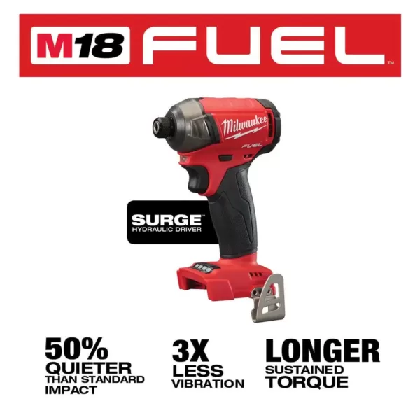 Milwaukee M18 FUEL SURGE 18-Volt Lithium-Ion Brushless Cordless 1/4 in. Hex Impact Driver Compact Kit with Two 5.0 Ah Batteries