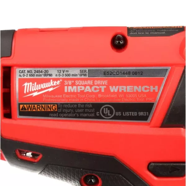 Milwaukee M12 FUEL 12-Volt Lithium-Ion Brushless Cordless 3/8 in. Impact Wrench (Tool-Only)