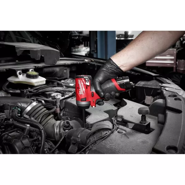 Milwaukee M12 FUEL 12-Volt Lithium-Ion Brushless Cordless Stubby 1/4 in. and 1/2 in. Impact Wrenches with two 3.0 Ah Batteries