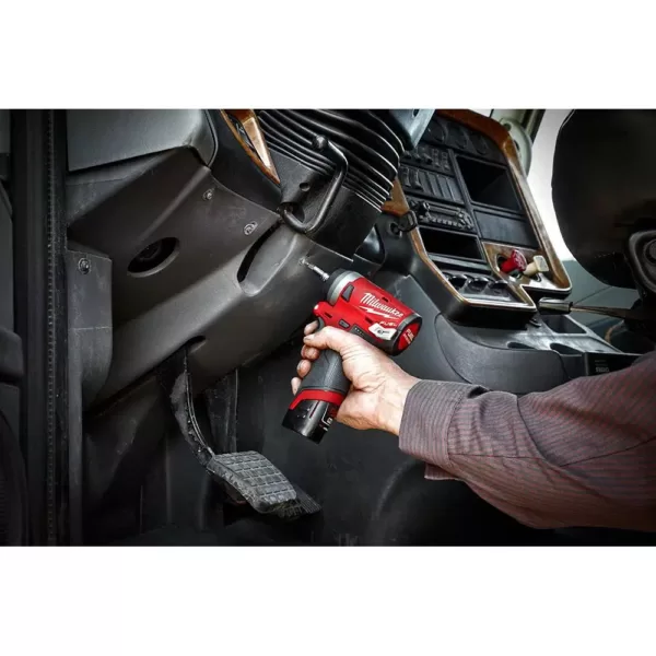 Milwaukee M12 FUEL 12-Volt Lithium-Ion Brushless Cordless Stubby 1/4 in. Impact Wrench with M12 2.0Ah Battery