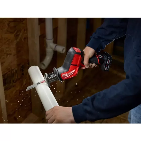 Milwaukee M12 FUEL 12-Volt Lithium-Ion Brushless Cordless Stubby 3/8 in. Impact Wrench and HACKZALL with two 3.0 Ah Batteries