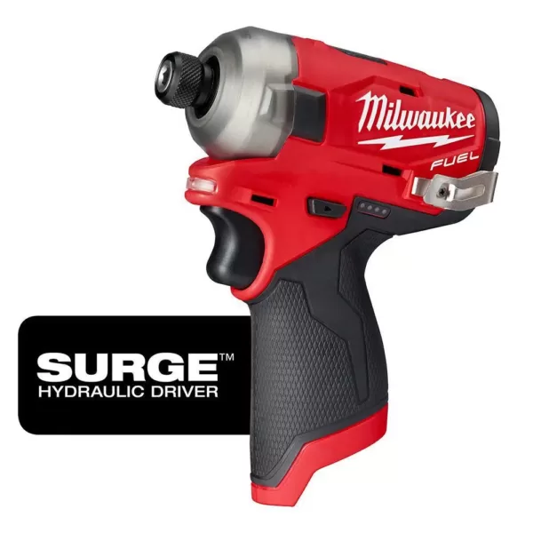 Milwaukee M12 FUEL 12-Volt Lithium-Ion Brushless Cordless Stubby 3/8 in. Impact Wrench and Impact Driver W/two 3.0 Ah Batteries