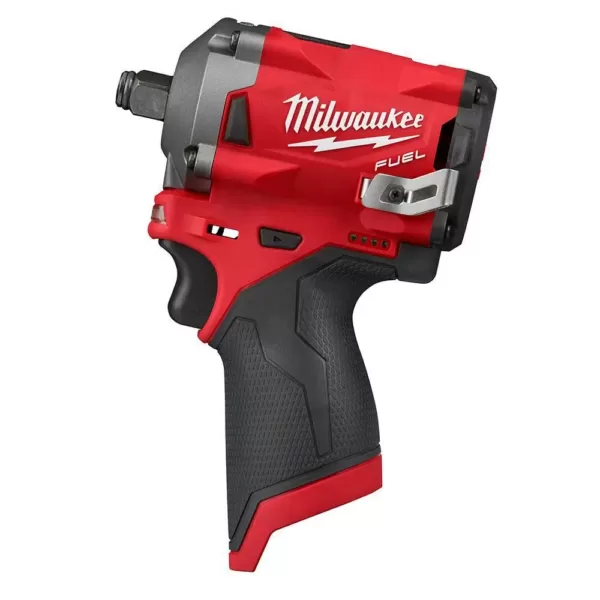 Milwaukee M12 FUEL 12-Volt Lithium-Ion Brushless Cordless Stubby 3/8 in. and 1/2 in. Impact Wrenches with two 3.0 Ah Batteries