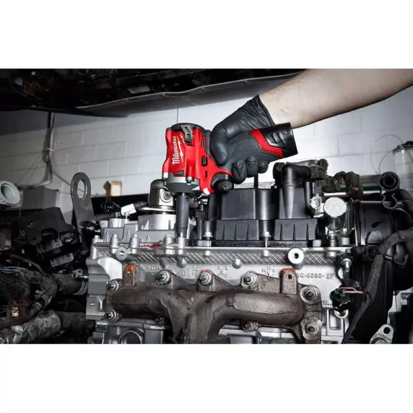 Milwaukee M12 FUEL 12-Volt Lithium-Ion Brushless Cordless Stubby 3/8 in. Impact Wrench & Ratchet Combo Kit (2-Tool)