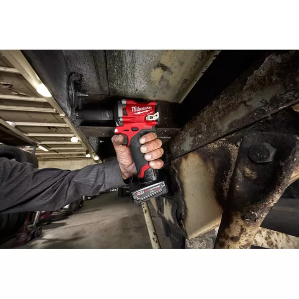 Milwaukee M12 FUEL 12-Volt Lithium-Ion Brushless Cordless Stubby 1/2 in. Impact Wrench with M12 2.0Ah Battery