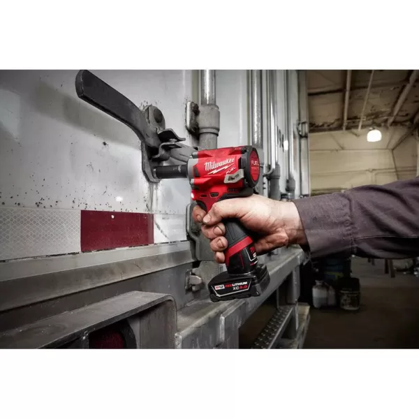 Milwaukee M12 FUEL 12-Volt Lithium-Ion Brushless Cordless Stubby 1/2 in. Impact Wrench Kit with Pin Detent, 2 Batteries and Bag