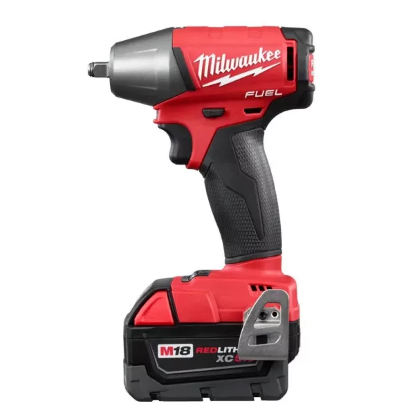 Milwaukee M18 FUEL 18-Volt Lithium-Ion Brushless Cordless 3/8 in. Impact Wrench with Friction Ring Kit with Two 5 Ah Batteries