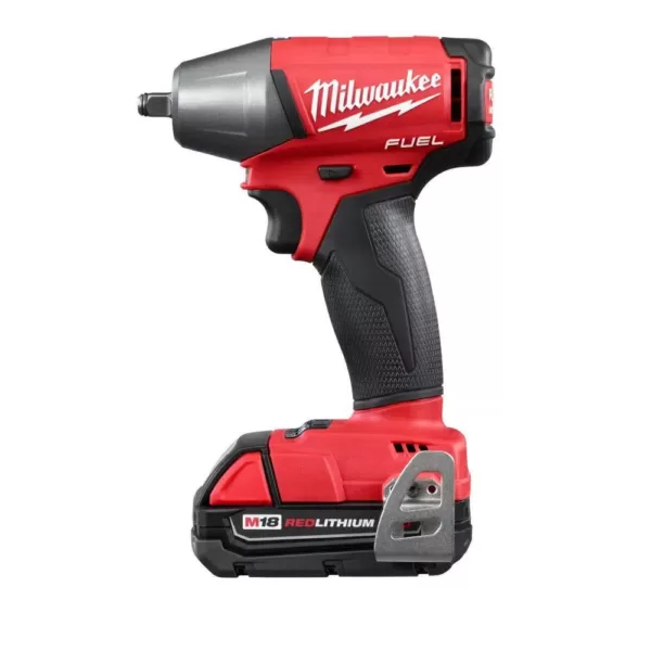 Milwaukee M18 FUEL 18-Volt Lithium-Ion Brushless Cordless 3/8 in. Impact Wrench W/ Friction Ring Kit W/ (2) 2.0Ah Batteries