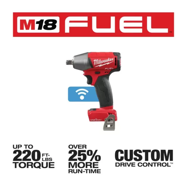 Milwaukee M18 FUEL ONE-KEY 18-Volt Lithium-Ion Brushless Cordless 1/2 in. Impact Wrench w/ Friction Ring (Tool-Only)