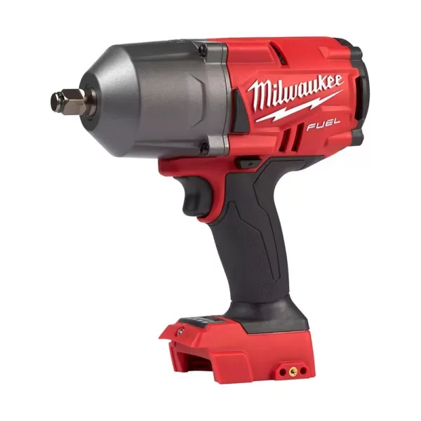 Milwaukee M18 FUEL 18-Volt 1/2 in. Lithium-Ion Brushless Cordless Impact Wrench with Friction Ring & Grease Gun with Two Batteries