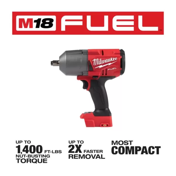 Milwaukee M18 FUEL 18-Volt 1/2 in. Lithium-Ion Brushless Cordless Impact Wrench w/ Friction Ring & Grinder w/ Two 6.0Ah Batteries