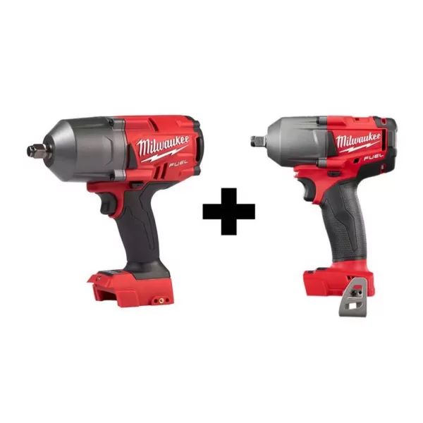 Milwaukee M18 FUEL 18-Volt Lithium-Ion Brushless Cordless 1/2 in. High Torque & Mid Torque Impact Wrench W/ Friction Ring (2-Tool)