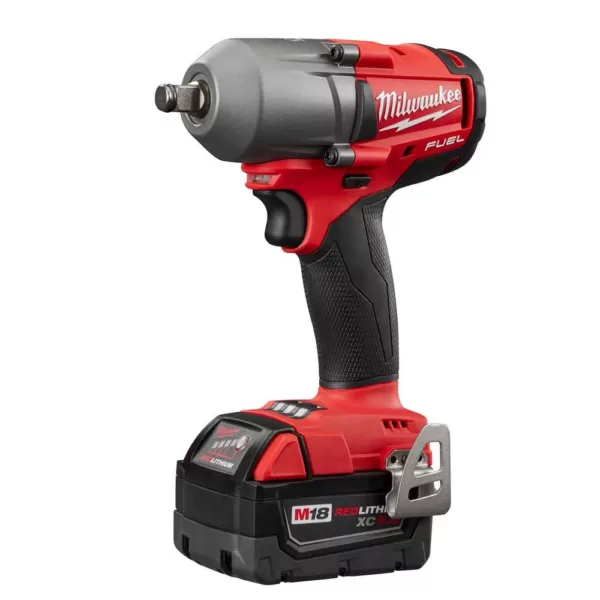 Milwaukee M18 FUEL 18-Volt Lithium-Ion Brushless Cordless Mid Torque 1/2 in. Impact Wrench W/Friction Ring Kit W/(2) 5.0Ah Battery