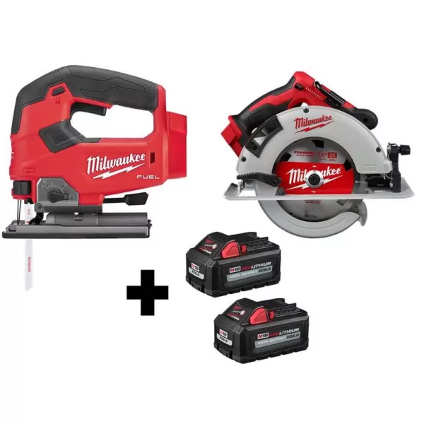 Milwaukee M18 FUEL 18-Volt Lithium-Ion Brushless Cordless Jig Saw and 7-1/4 in. Circular Saw with (2) 6.0Ah Batteries