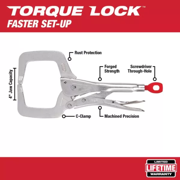 Milwaukee 11 in. Torque Lock Locking C-Clamp with Regular Jaws