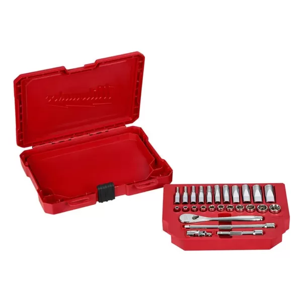 Milwaukee 1/4 in. and 3/8 in. Drive SAE Ratchet and Socket Mechanics Tool Set (54-Piece)