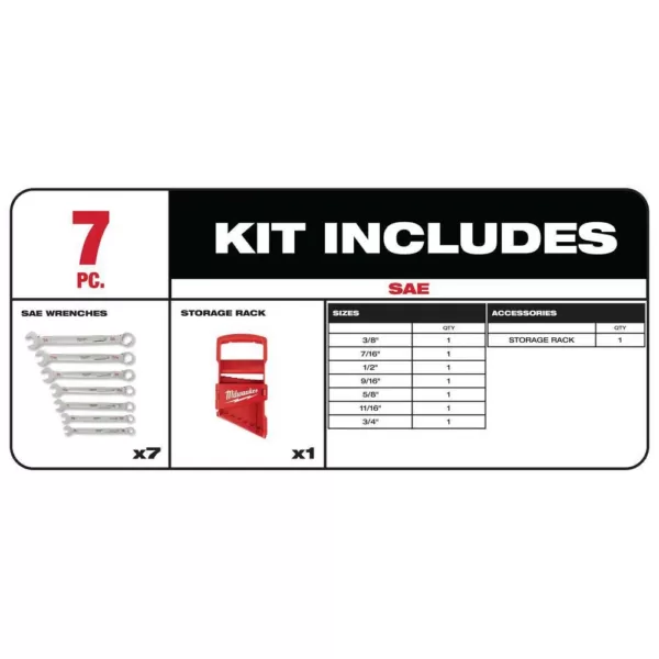 Milwaukee SAE and Metric Combination Wrench Mechanics Tool Set (14-Piece)