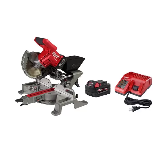 Milwaukee M18 FUEL 18-Volt Lithium-Ion Brushless Cordless 7-1/4 in. Dual Bevel Sliding Compound Miter Saw Kit w/One 5.0Ah Battery