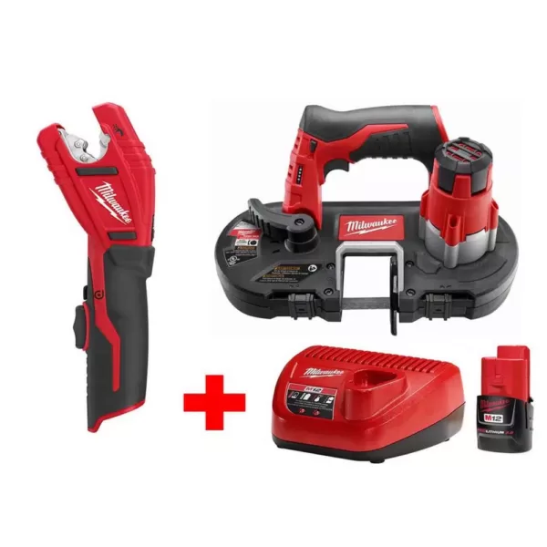 Milwaukee M12 12-Volt Lithium-Ion Cordless Sub-Compact Band Saw and Copper Tubing Cutter Combo Kit W/(1) 2.0Ah Battery and Charger