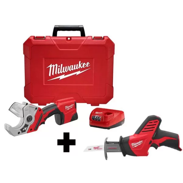 Milwaukee M12 12-Volt Lithium-Ion Cordless PVC Shear Kit W/ M12 HACKZALL Reciprocating Saw