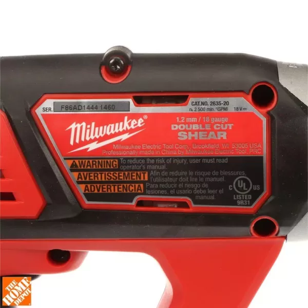 Milwaukee M18 18-Volt Lithium-Ion Cordless 18-Gauge Double Cut Metal Shear (Tool-Only)