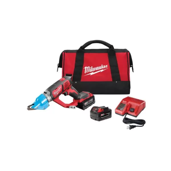 Milwaukee M18 18-Volt Lithium-Ion Cordless 14-Gauge Double Cut Metal Shear Kit W/(2) 3.0Ah Batteries, Charger, Tool Bag