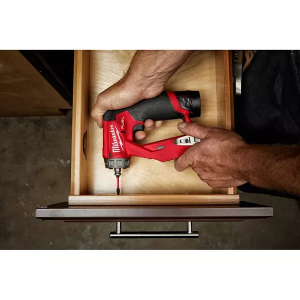 Milwaukee M12 FUEL 12-Volt Lithium-Ion Brushless Cordless 4-in-1 Installation 3/8 in. Drill Driver with 4 Tool Head (Tool-Only)