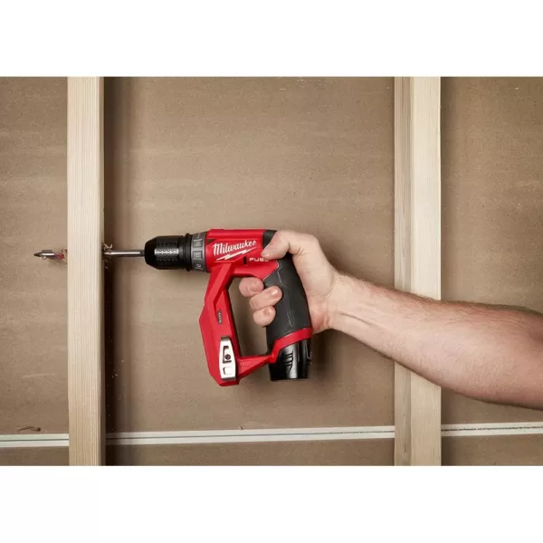 Milwaukee M12 FUEL 12-Volt Lithium-Ion Brushless Cordless 4-in-1 Installation 3/8 in. Drill Driver Kit W/ M12 Flood Light