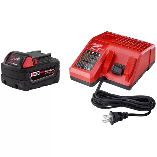 Milwaukee M18 18-Volt Lithium-Ion 5.0 Ah Battery and Charger Starter Kit with Tool Bag