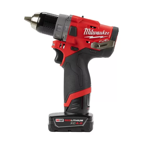 Milwaukee M12 FUEL 12-Volt Lithium-Ion Brushless Cordless Combo Kit (4-Tool) with 2 Batteries and Bag