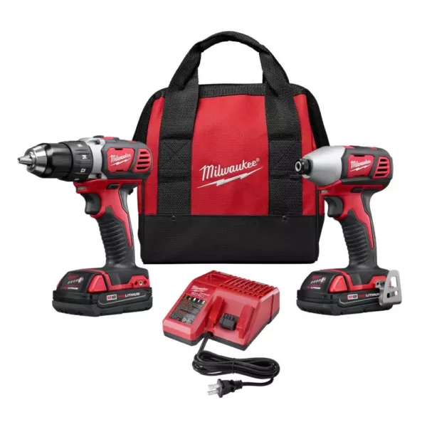 Milwaukee M18 18-Volt Lithium-Ion Cordless Drill Driver/Impact Driver Combo Kit (2-Tool) w/(2) 1.5Ah Batteries, Charger, Tool Bag