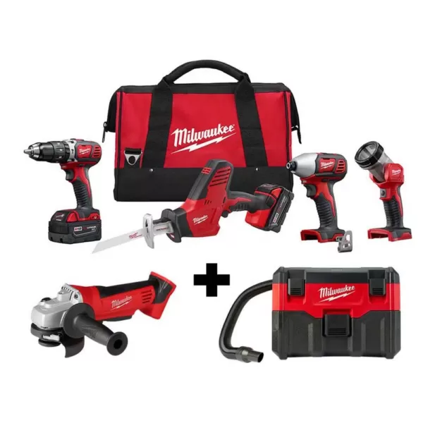 Milwaukee M18 18-Volt Lithium-Ion Cordless Combo Tool Kit (4-Tool) with M18 4-1/2 in. Cut-Off/Grinder and Wet/Dry Vacuum