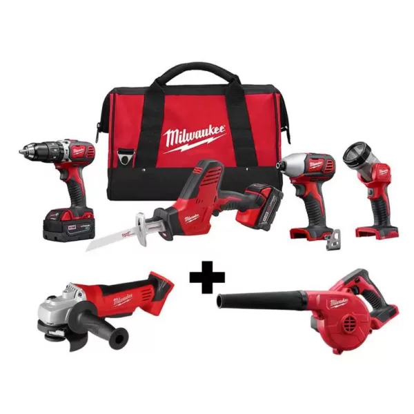 Milwaukee M18 18-Volt Lithium-Ion Cordless Combo Tool Kit (4-Tool) with M18 4-1/2 in. Cut-Off/Grinder and Blower