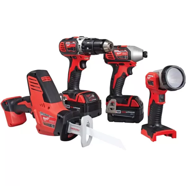 Milwaukee M18 18-Volt Lithium-Ion Cordless Combo Tool Kit (4-Tool) w/ 2 Additional 5.0Ah Batteries