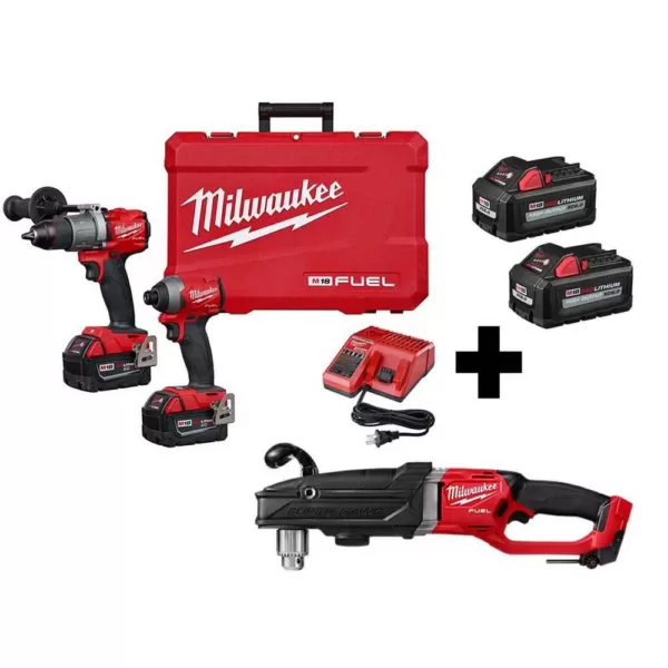 Milwaukee M18 FUEL 18-Volt Lithium-Ion Brushless Cordless Hammer Drill/Right Angle Drill/ Impact Driver Combo Kit (3-Tool)