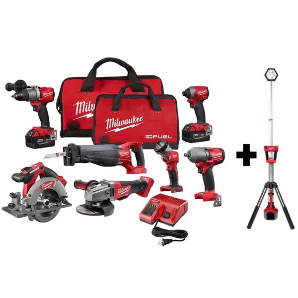 Milwaukee M18 FUEL 18-Volt Lithium-Ion Brushless Cordless Combo Kit (7-Tool) with M18 Rocket Dual Power Tower Light