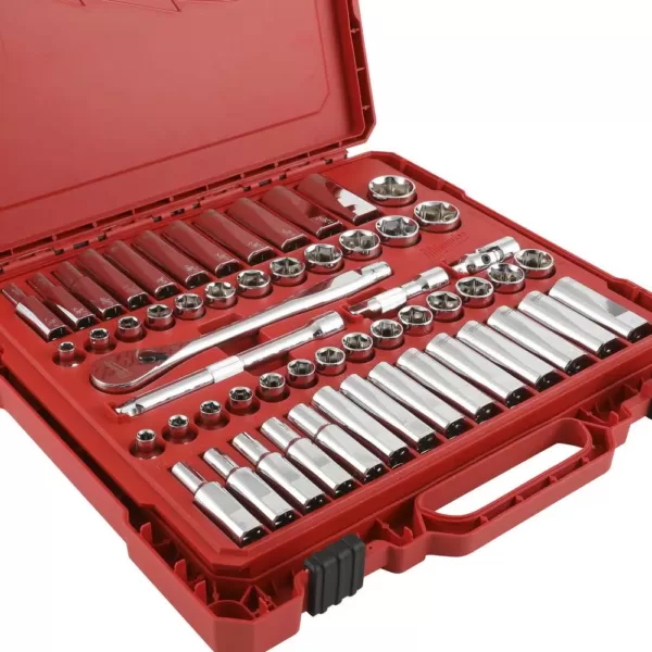 Milwaukee 3/8 in. Drive SAE/Metric Ratchet and Socket Mechanics Tool Set (56 piece) & Screwdriver Set (6 piece)