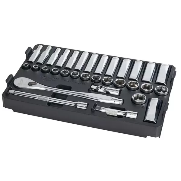 Milwaukee 3/8 in. Drive Metric Ratchet and Socket Mechanics Tool Set with PACKOUT Case (32-Piece)