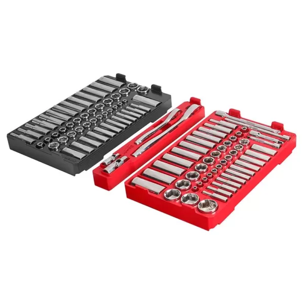 Milwaukee 3/8 in. and 1/4 in. Drive SAE/Metric Ratchet and Socket Mechanics Tool Set with PACKOUT Case (106-Piece)